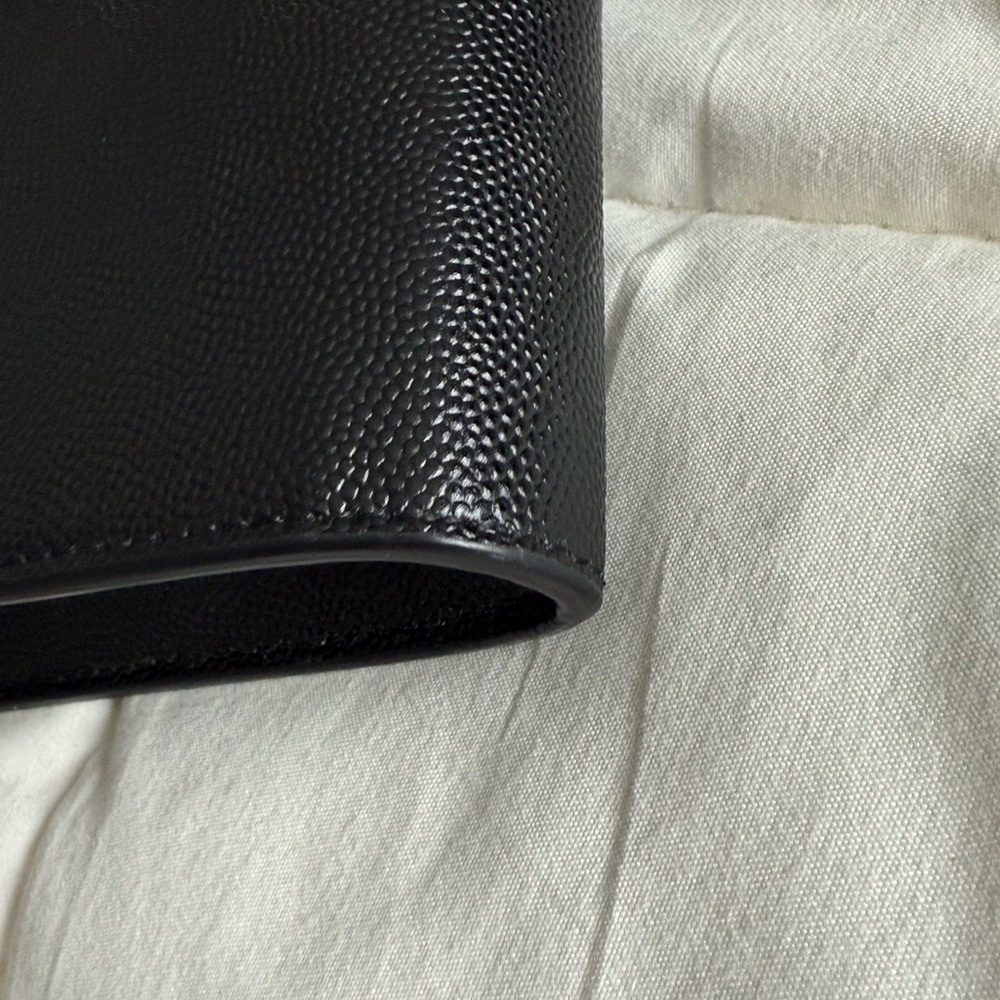 Saint Laurent Black and Gold Leather Clutch with YSL Emblem - Picture 5 of 8